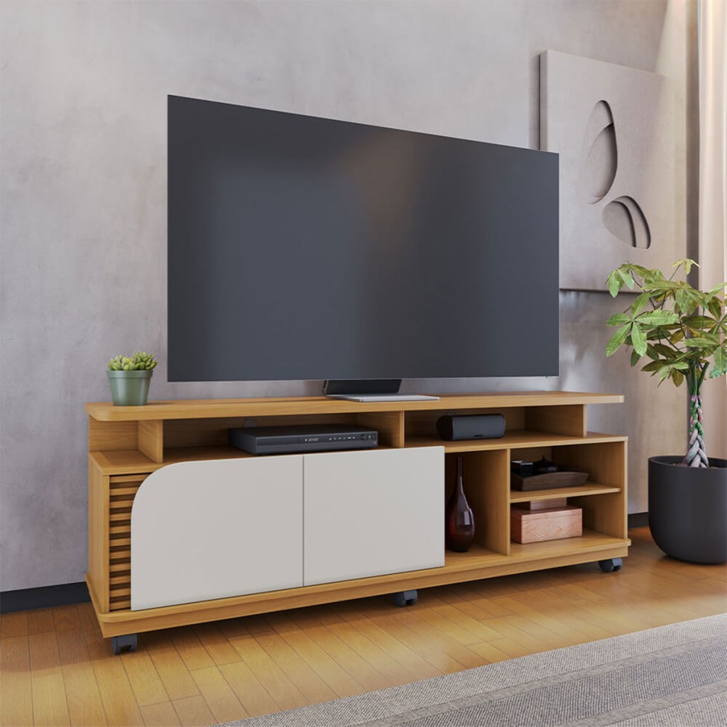 Rack para TV Até 75 Polegadas Jurerê 2 Portas Ripado - Colibri