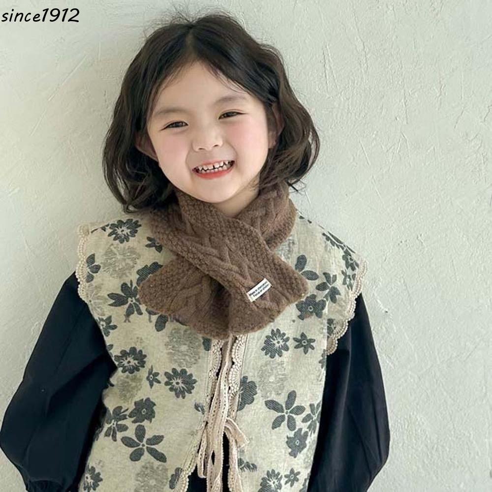 Desce Lenço De Malha Infantil , Pescoço Elástico De Cor Sólida Para Crianças , Silenciador Cruzado Longo De Inverno Comb