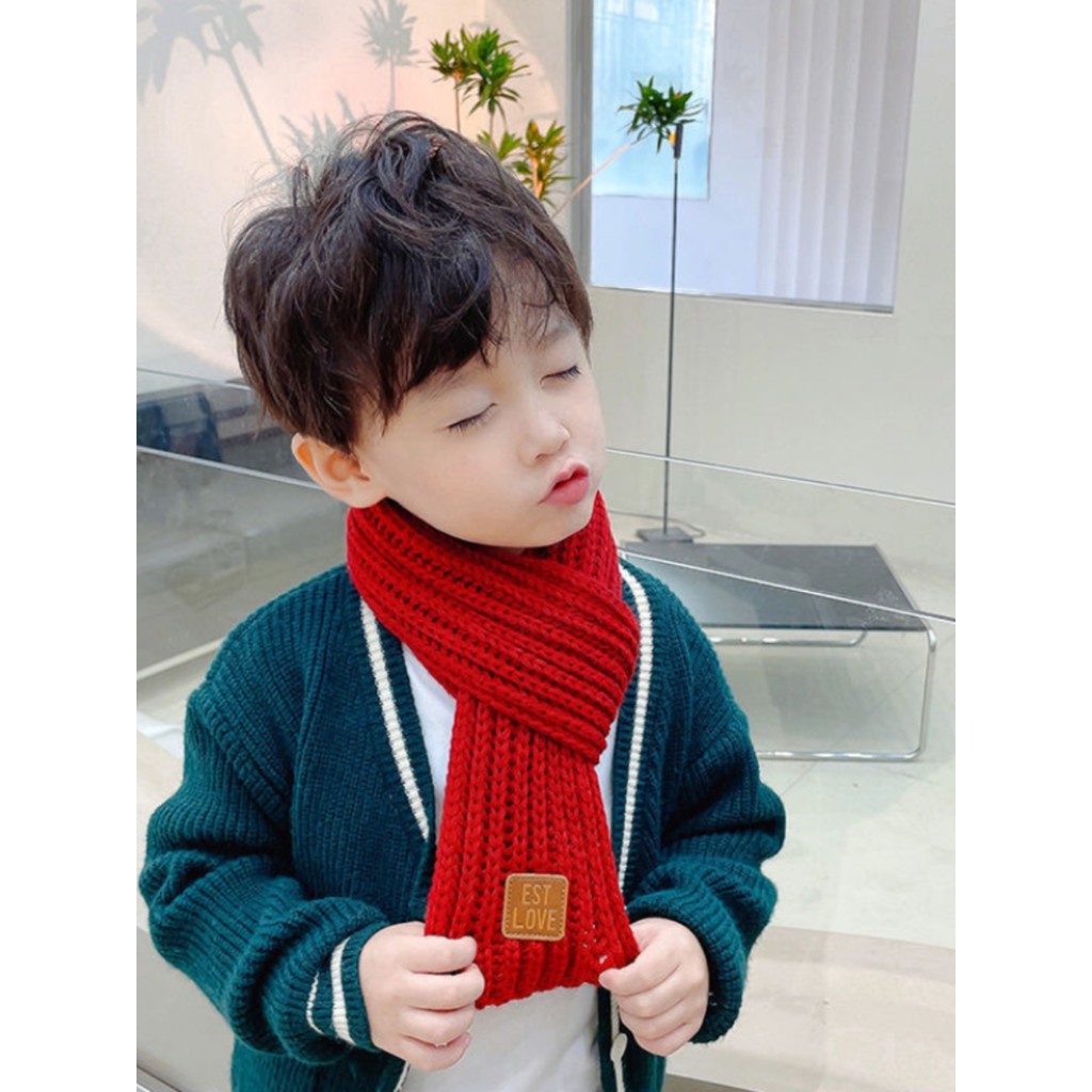 Ano novo ano novo ano novo crianças pequeno cachecol vermelho malha babador outono inverno quente meninos meninas menino