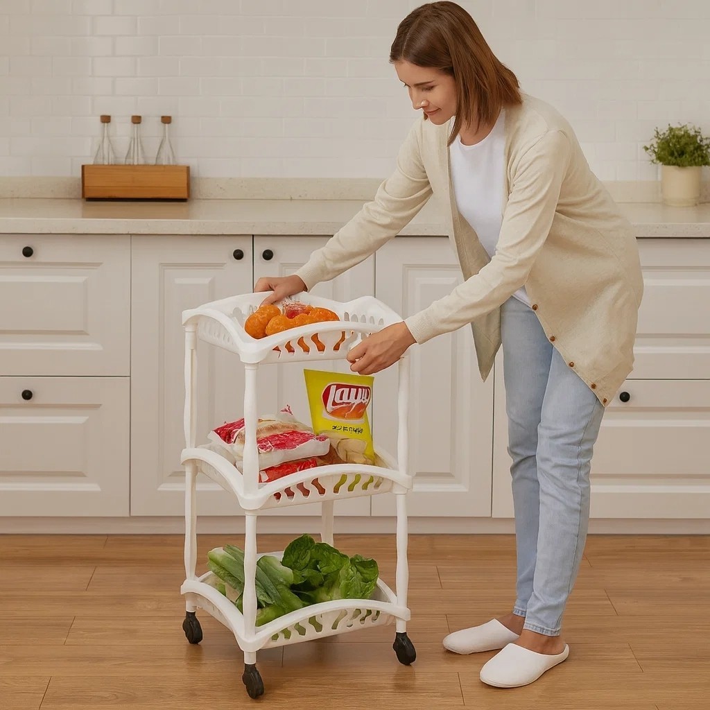 Organizador Fruteira Branco Verduras Prateleira Rodinhas Cozinha Carrinho Multiuso oferta Oferta