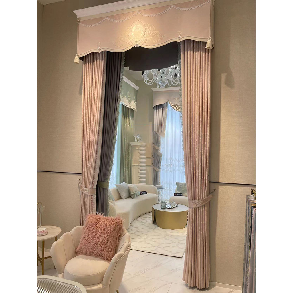 Francês grande flor cortina tecido High-End tridimensional espelho flor damasco Jacquard tecido rosa menina quarto