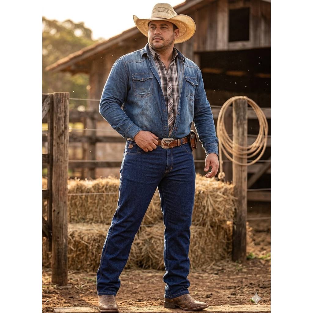 Calça Masculina Country Plus Size Jeans Slim Max Denim Premium