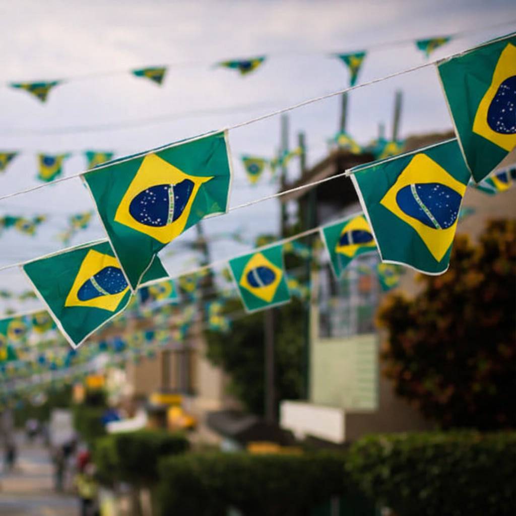 Bandeirinhas do Brasil Copa do Mundo 2026 Varal de Bandeiras - 20 Bandeirinhas - 10 Metros Cada Varal