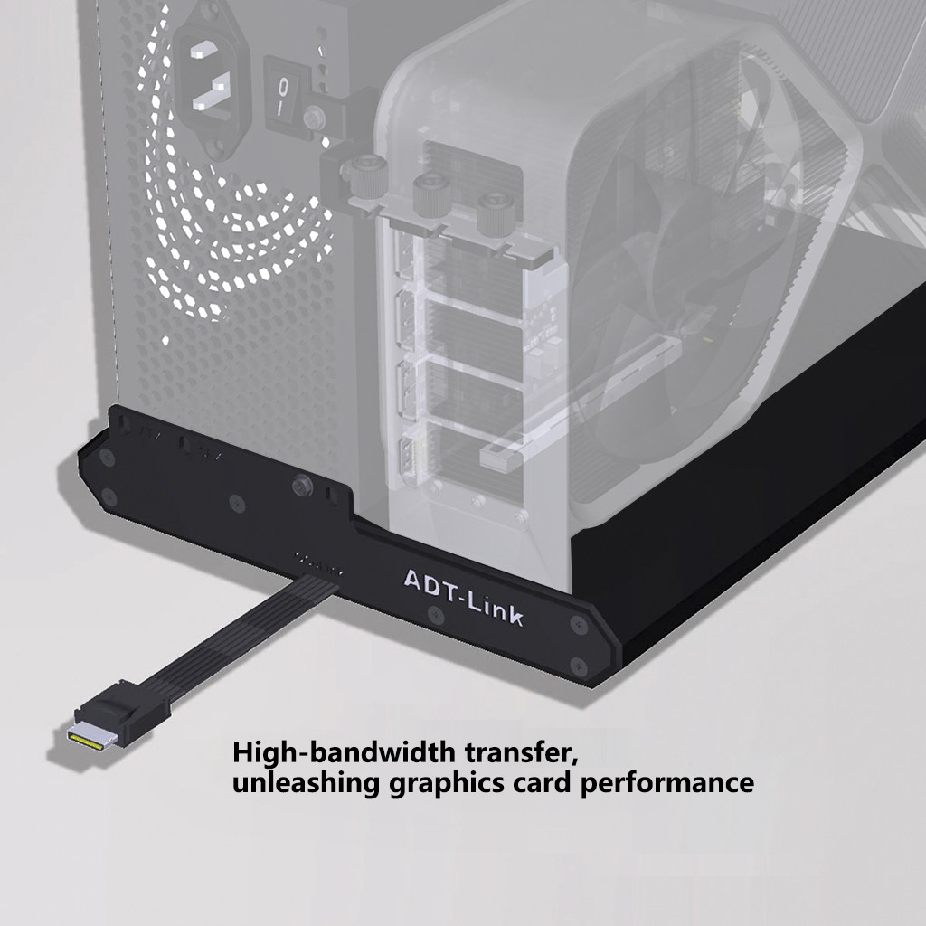 (ADT Link) Estação De Acoplamento Para Placa Gráfica Externa OCuLink Alumínio Aberto PCIe 5.0x4 128Gbps (K993H-BK10-50cm
