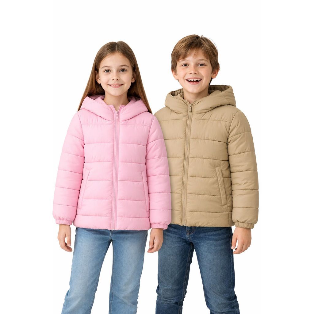 Jaqueta Puffer Infantil Impermeável Premium com Capuz  Bolso Menino Menina Masculino Feminina Criança