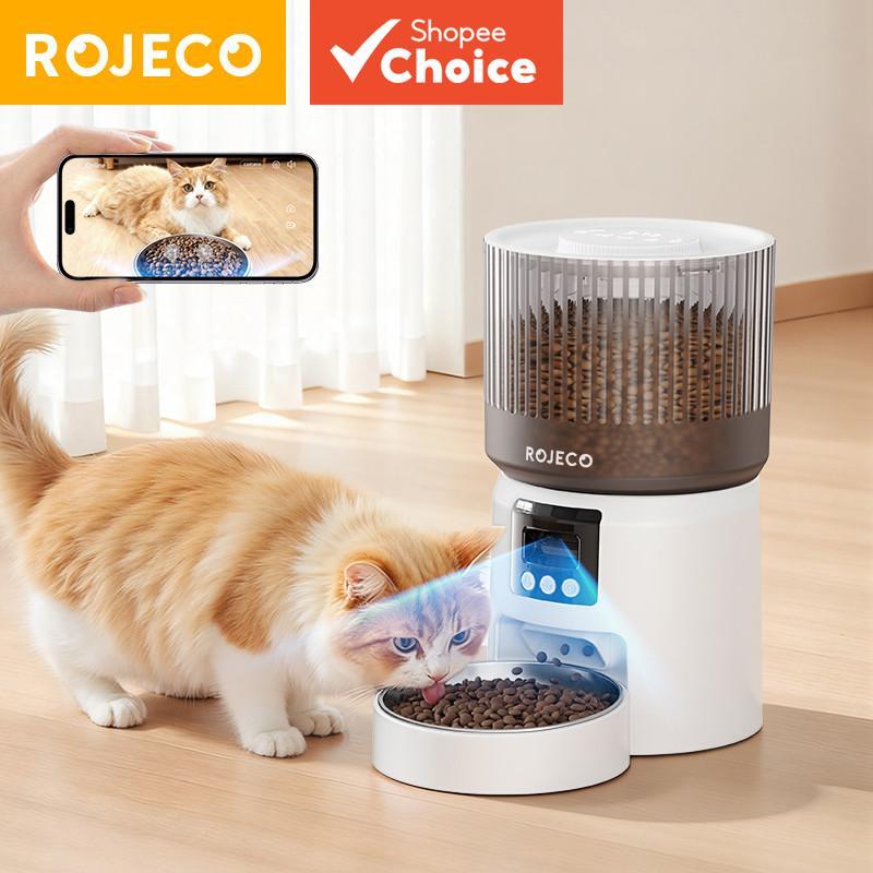 ROJECO 4L Alimentador Automático Para Gatos Com Câmera Gravador De Voz Inteligente Controle Remoto E Cães