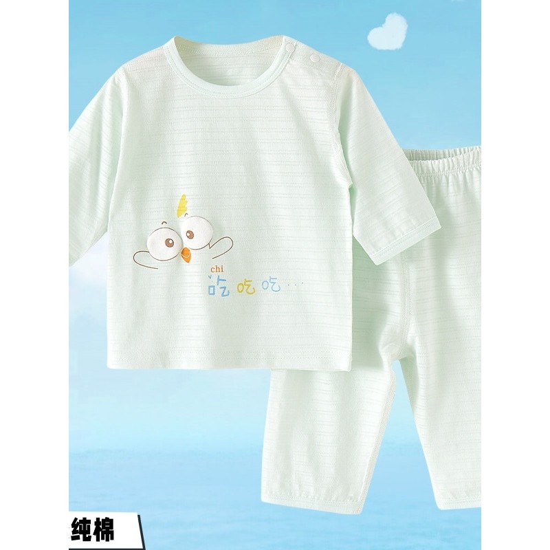 Bebê roupas de verão roupas de algodão puro fino Split terno verão pequeno mês idade menino bebê manga três quartos bebê