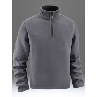 Moletom masculino outono inverno novo estilo Polar velo forro Casual solto meio zíper gola alta fundo de lã