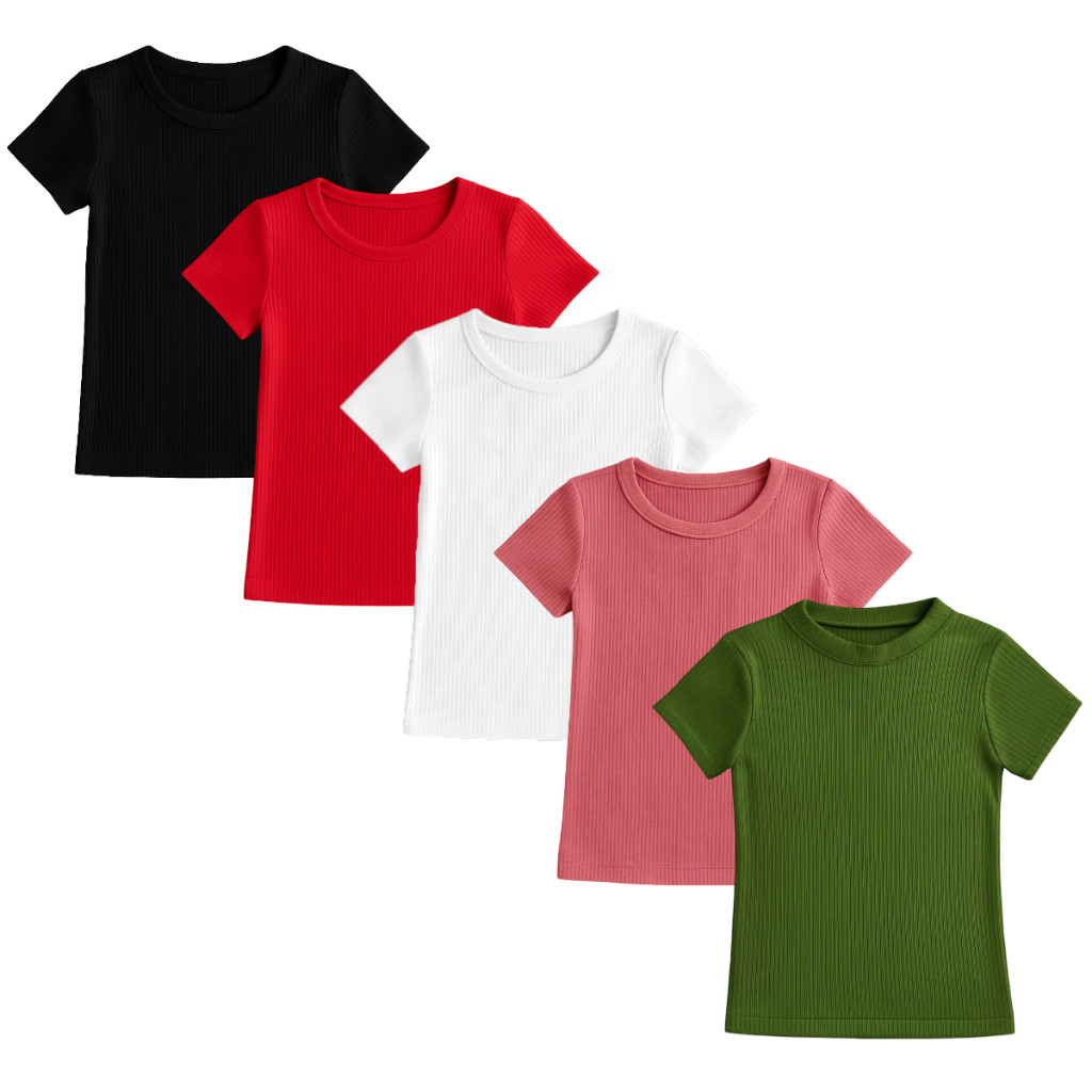 Kit 2 Camiseta Feminina Canelada básica Blusa feminina Estilosa ribana Camisa T-Shirt Premium
