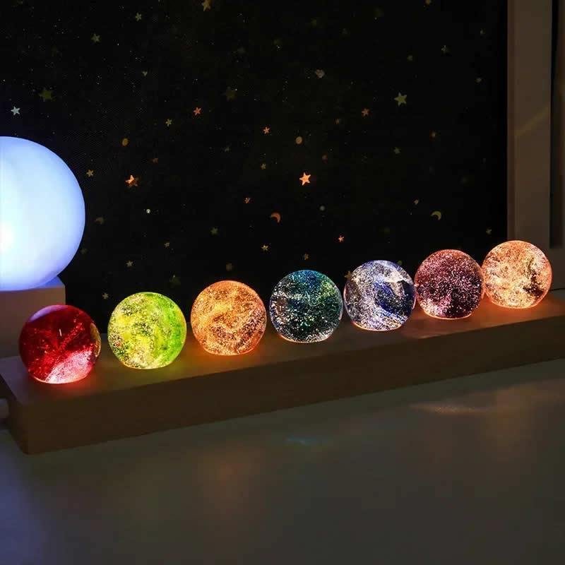 Imagem Luminária com Esferas dos Sete Chakras (33cm) LED, Bolas dos Chakras, 7 Chakras, Decoração Zen