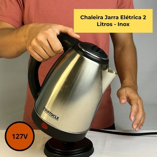 Chaleira Eletrica Inox 2 Litros Capacidade Rapido Aquecimento 127v Cozinha Moderna