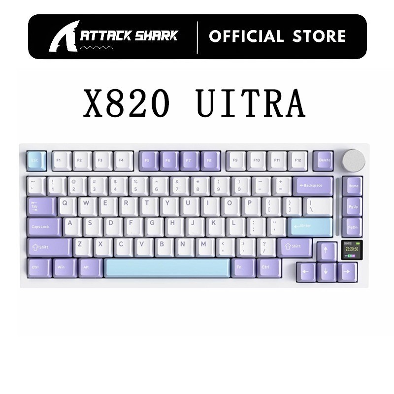 ATTACK SHARK X820 Ultra 75 % Teclado Mecânico Para Jogos Sem Fio Hot-RGB Retroiluminado Suporte De Junta Trocável Com Di