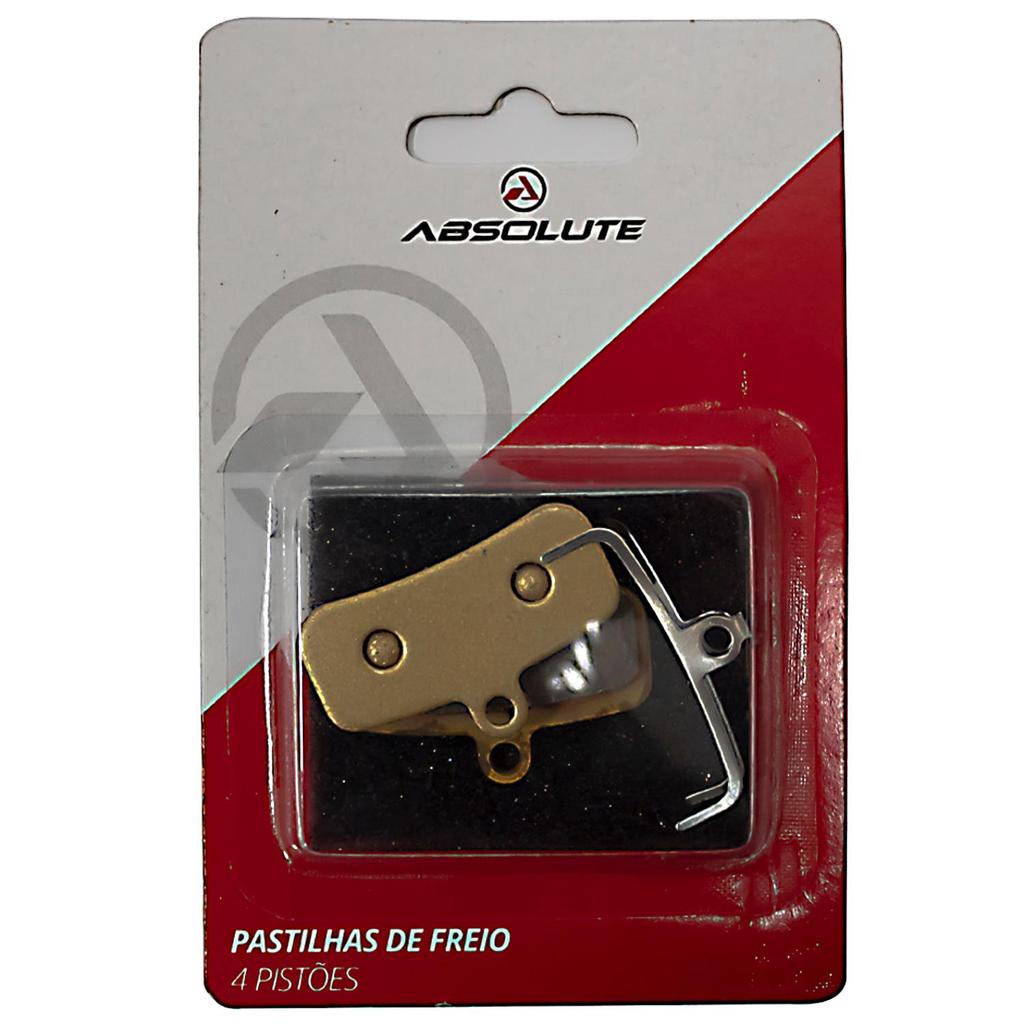 Pastilha Freio Bike Absolute Semi-Metálica Compatível Shimano SAINT/ZEE/XTR/XT/SLX/DEORE 4 Pistão