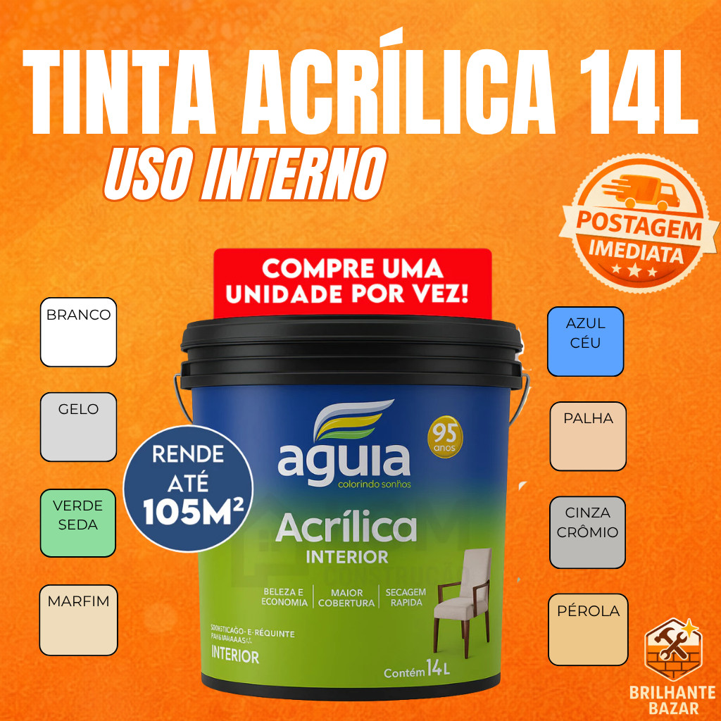Tinta Aguia Acrilica Premium Branco 14L Acabamento Fosco