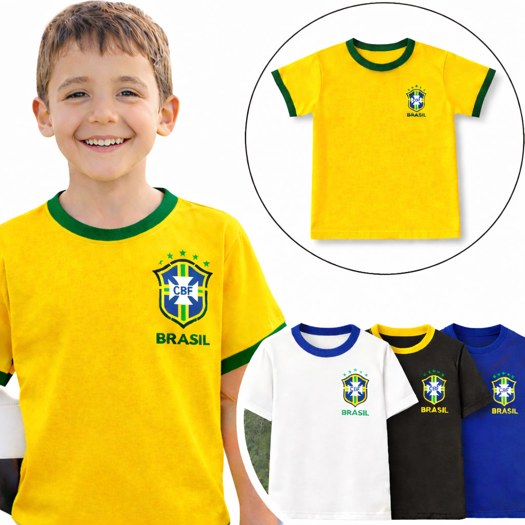 Camiseta do Brasil Infantil Dryfit Copa do Mundo 2026 Crianças 2 a 15 anos em Oferta na Shopee