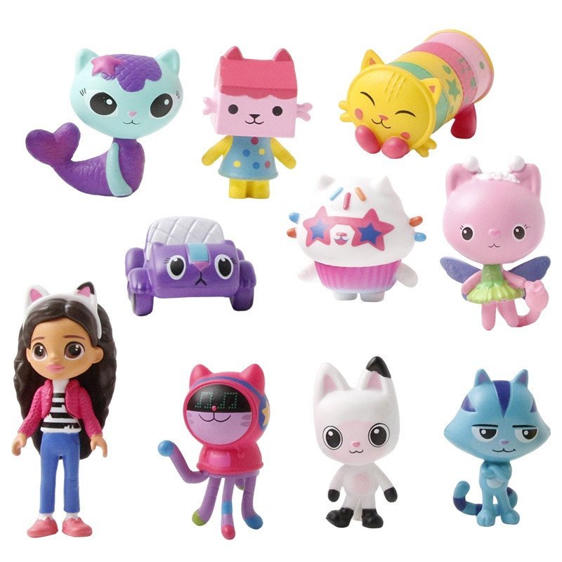 10 Pçs/Set 3-7cm Dos Desenhos Animados Gabby's Dollhouse Anime Gabby Girl Cakey Cat Mer Travesseiro Gato Pandy Patas Rat