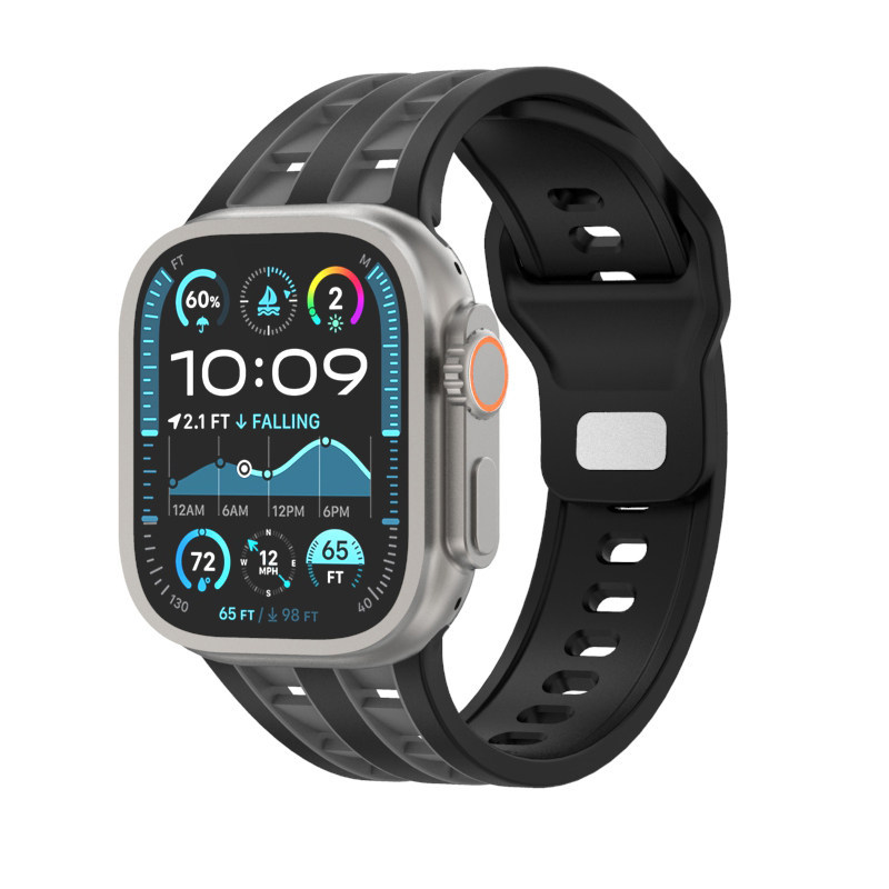 Pulseira de relógio de silicone respirável aplicável a Apple Watch Series 11 10 9 8 7 49/46/45/42mm