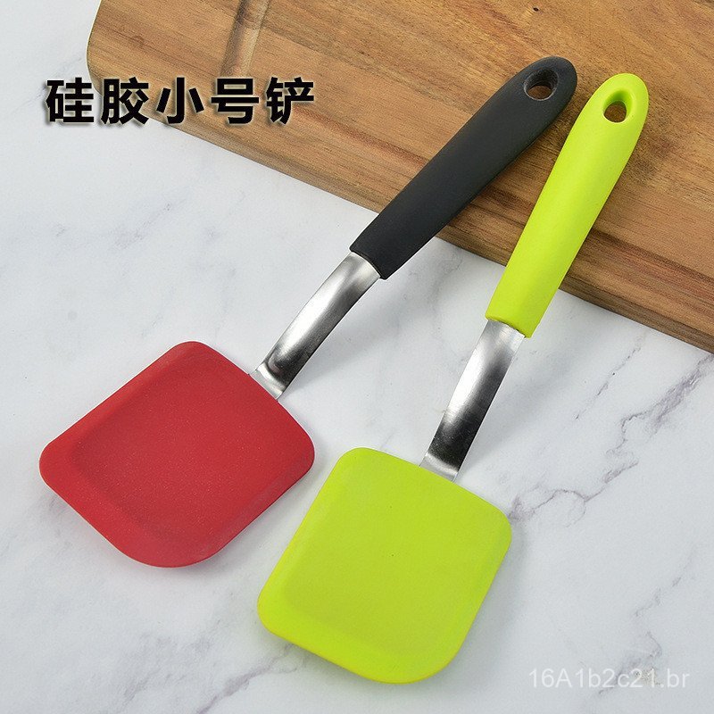 Utensílios de cozinha com cabo de aço inoxidável, espátula de silicone para fritar, utensílios de cozinha, espátula para