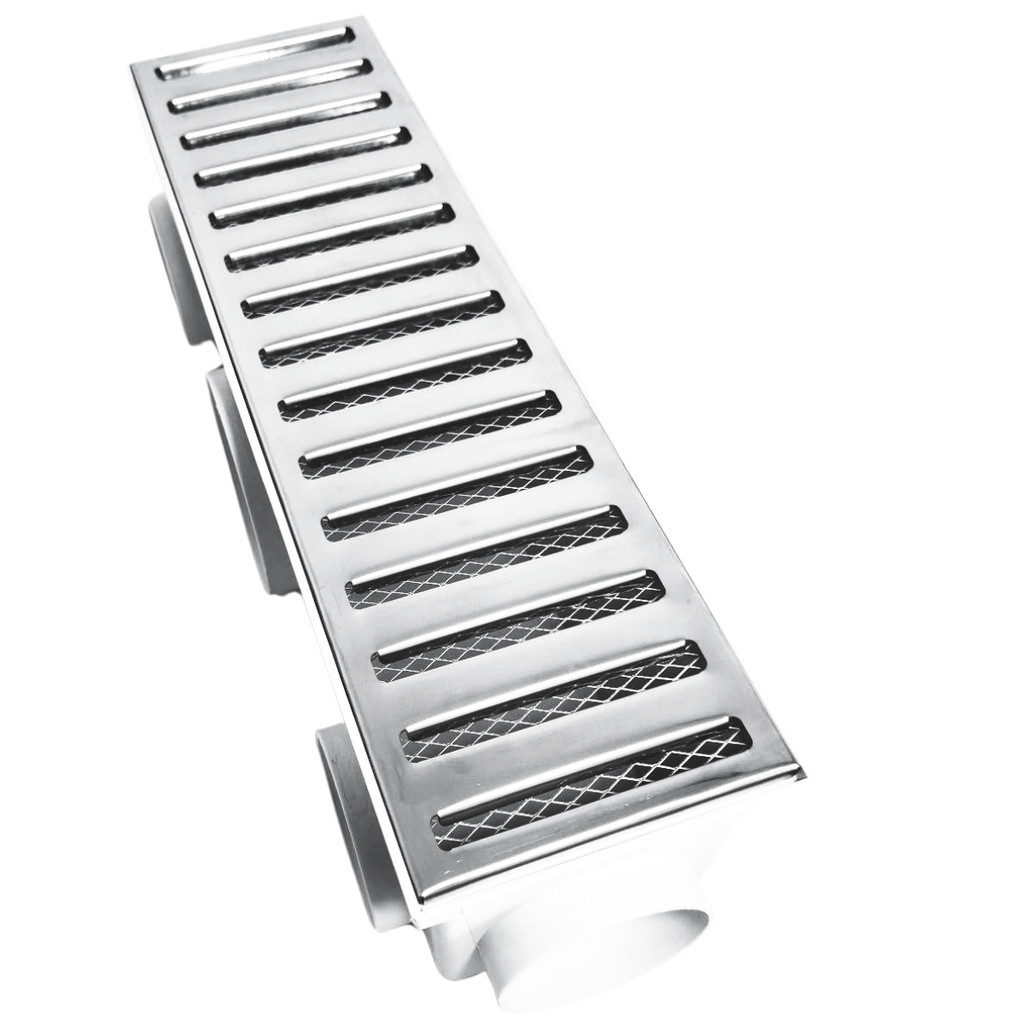 Ralo 15x50 Sequencial Inox Reforçado Polido com Tela e Coletor 11 saídas Branco