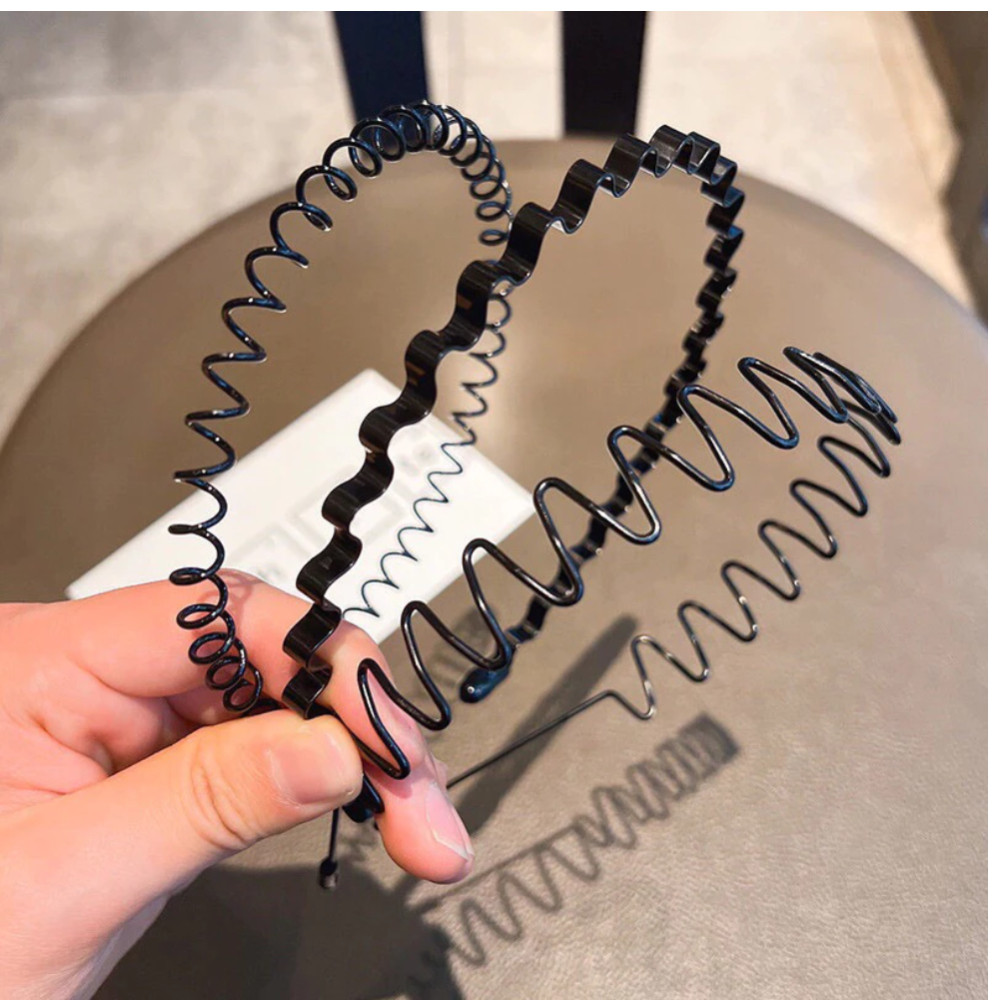 kit 12 Tiara Masculina Ondulada de Metal Preta Unissex esporte futebol um pacote tiara metal