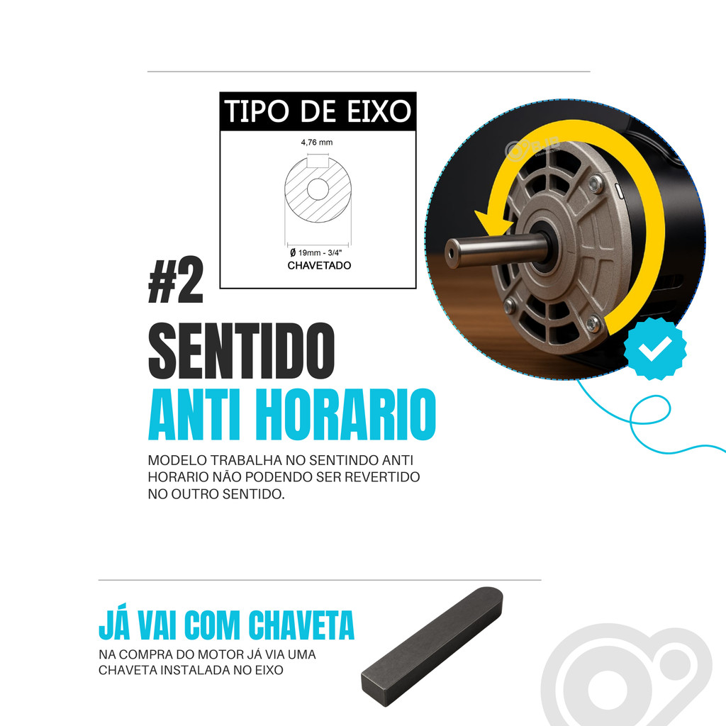 Motor WEG Betoneira P/ Menegotti CSM Mono 2Cv Baixa Rotação Com Polia 4 Polos 110/220V — imagem 2 de 2
