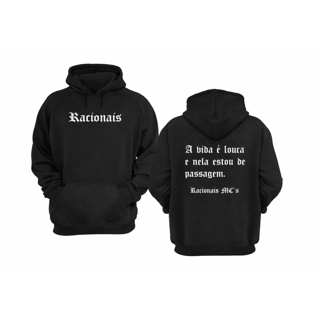 Moletom Canguru Blusa de Frio Racionais MC’s Flanelado A Vida é Louca Casaco Estampado Premium Unissex