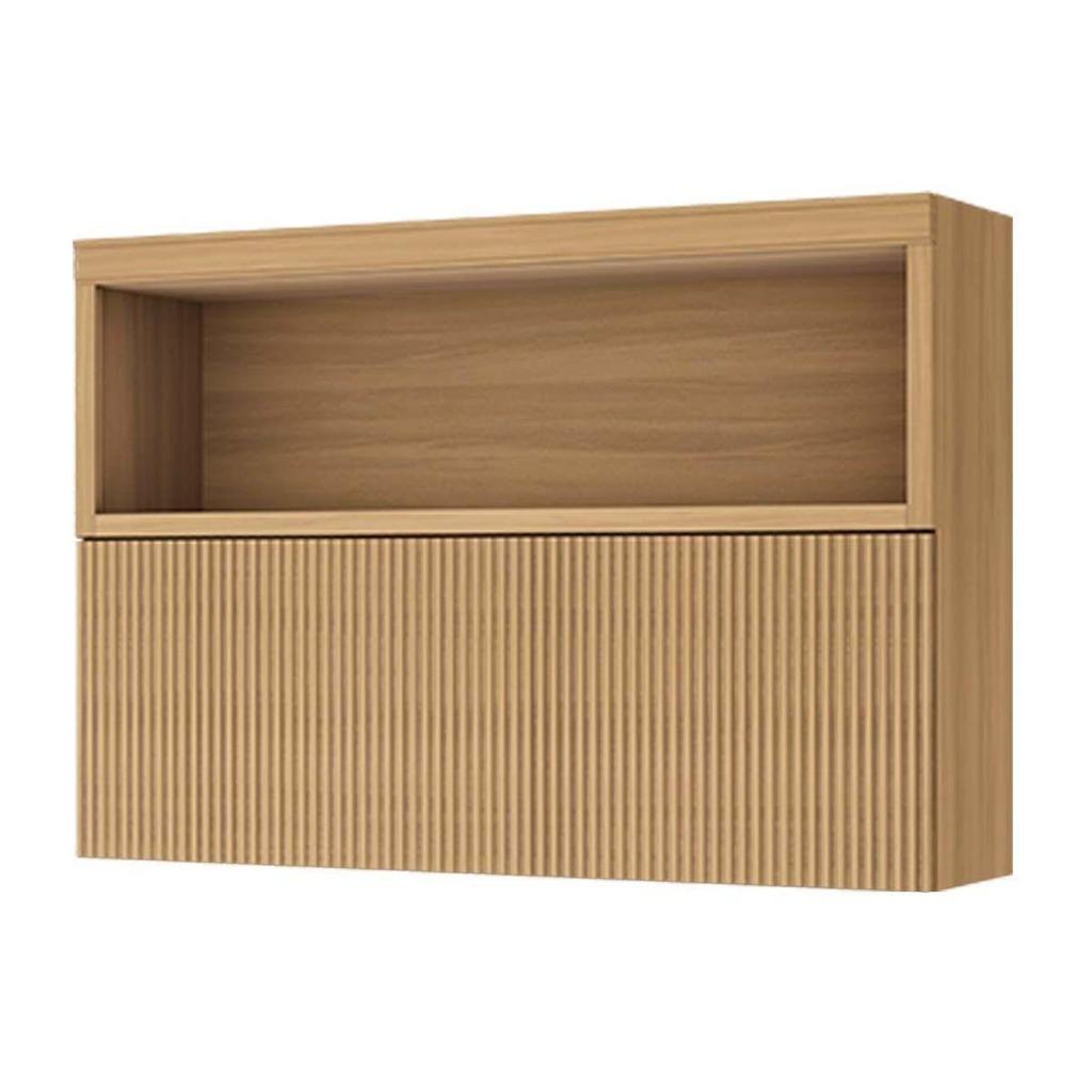 Armário de Cozinha Modulado Marquesa c/ Nicho e 1 Porta Basculante Ripada 120cm Nature - Nesher
