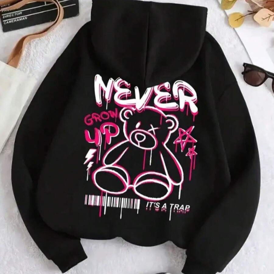 Moletom Feminino Canguru Estampado Confortavél Algodão Com bolso e Capuz Confortável Versátil
