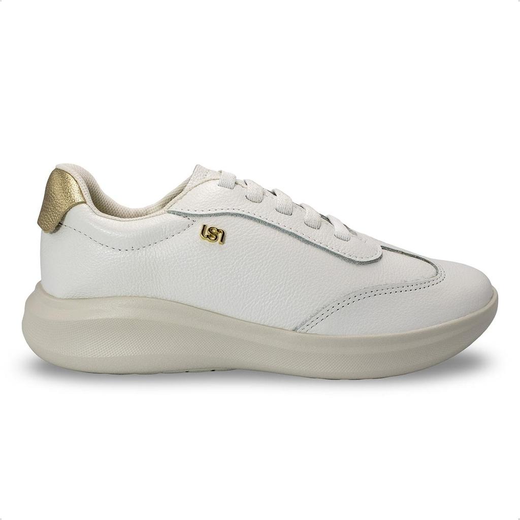 Tênis Usaflex Feminino em Couro Monograma Casual AP16004
