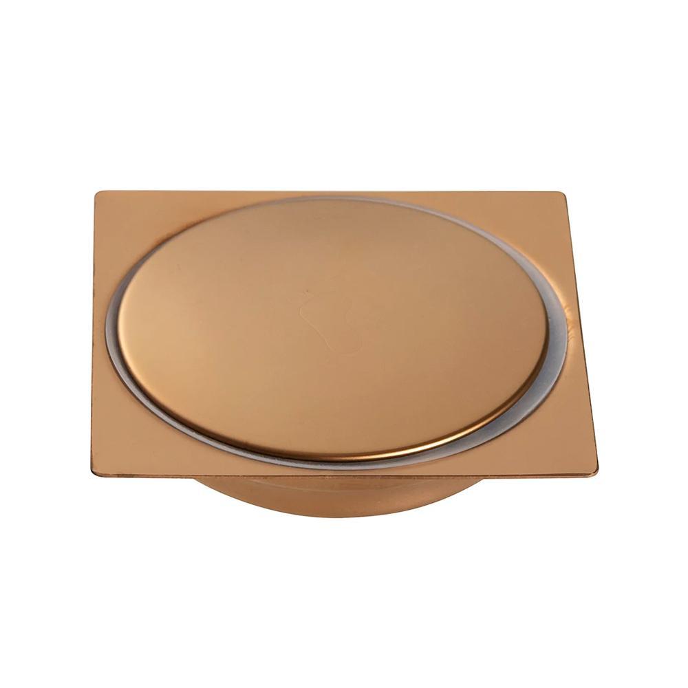 Ralo Click Up Quadrado Para Chão 10Cm Inox Pingoo - Dourado Rose