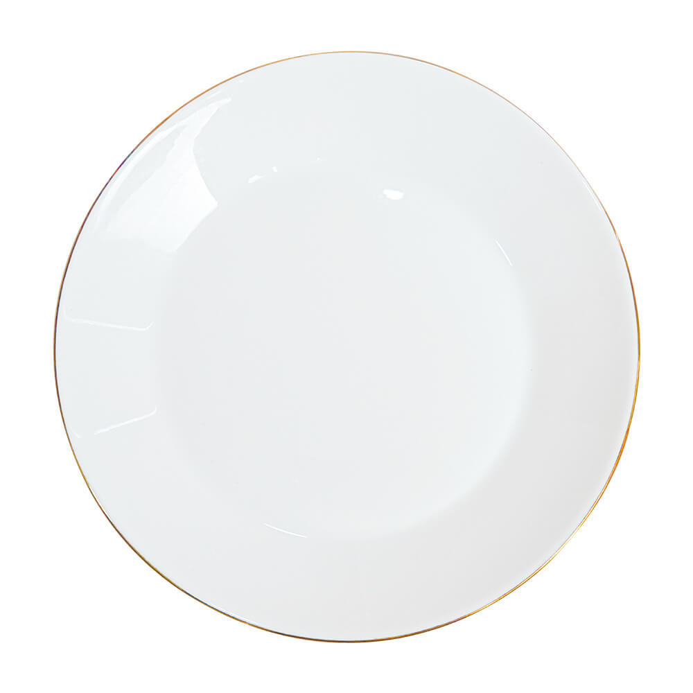 Prato Raso Catarina em Opaline com Fio de Ouro 27cm 1 peça - Hauskraft