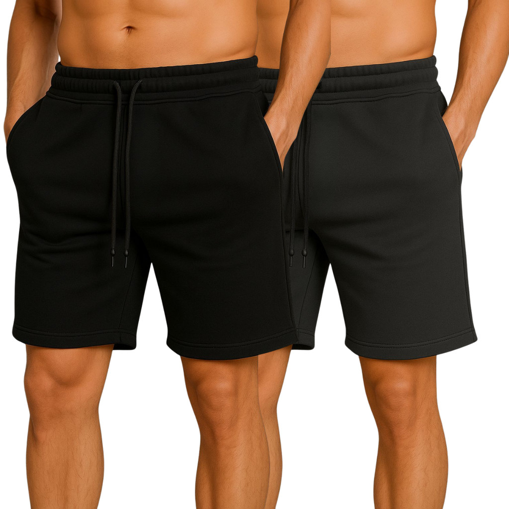 Kit 2 Bermuda Short Moletom Masculino Treino Casual Lisa Academira Fitness