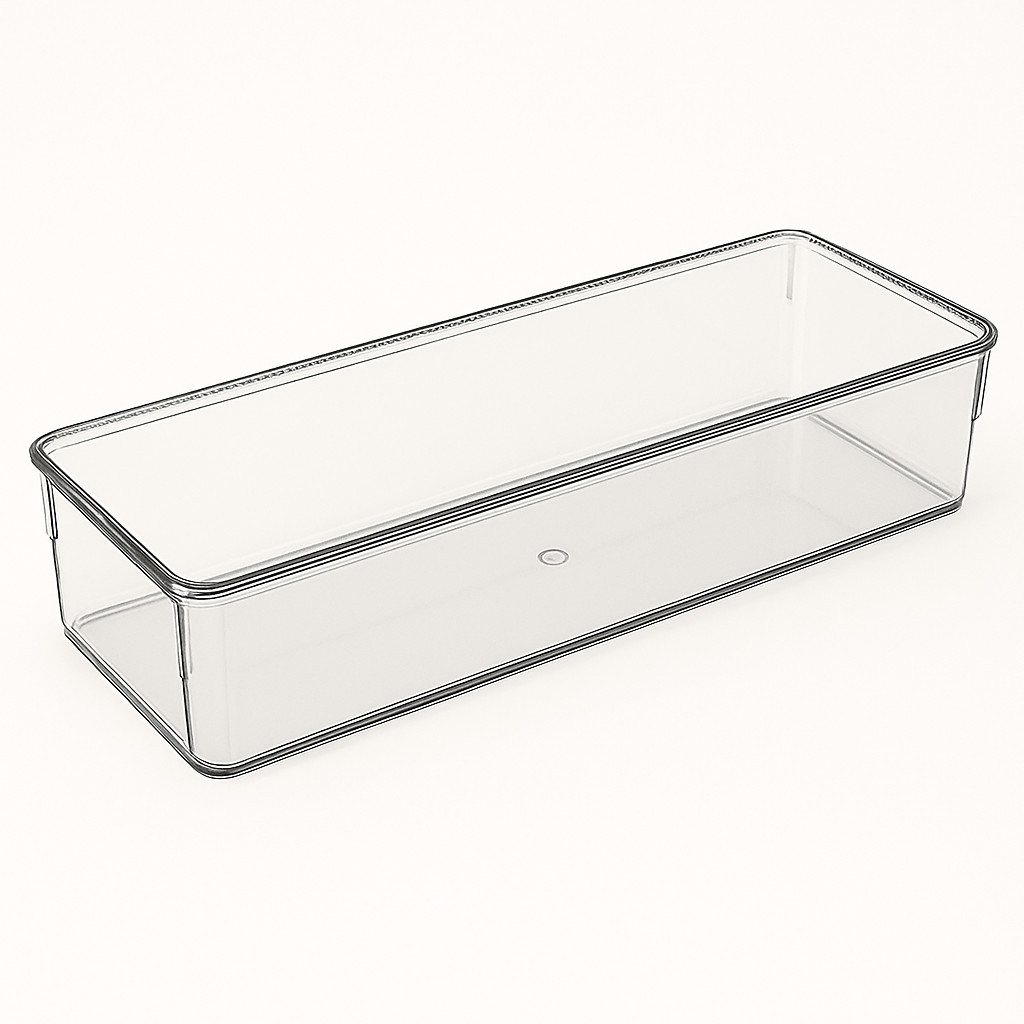 Imagem Kit 1 até 10 Unidades Organizador Multiuso Modular Acrílico Cesto Cristal Maquiagem Gaveta Geladeira 8,7 x 23,7 x 5,5