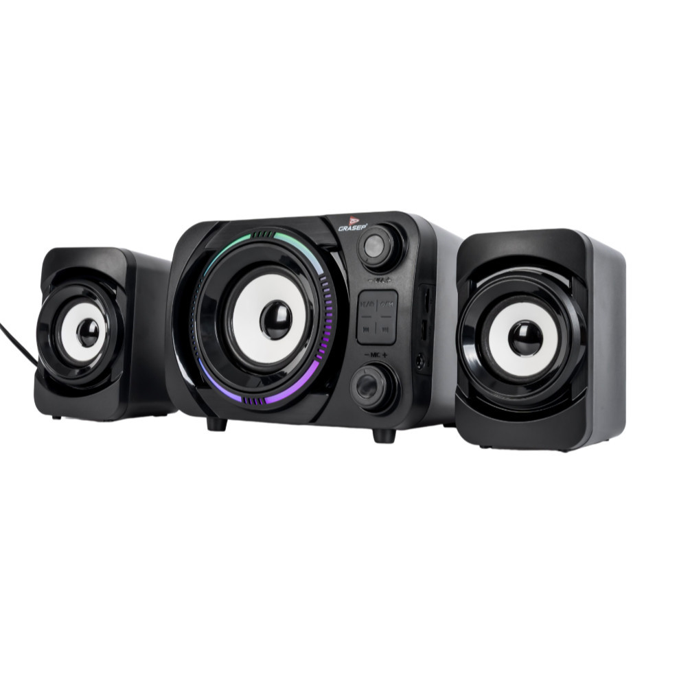 Caixa de Som Bluetooth 2.1 Subwoofer RGB 18W USB AUX FM Grasep D-GP301 BT em Oferta na Shopee