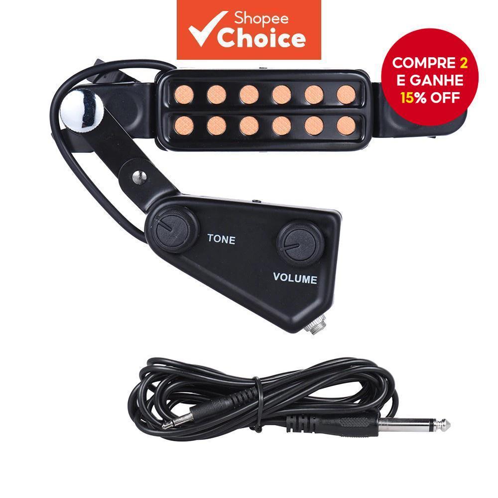 Captador Soundhole De Guitarra P-011 | 12 Furos Com Controle De Volume/Tom em Oferta na Shopee