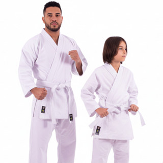 Kimono Karatê Infantil e Adulto Branco + Faixa Branca Inclusa | Brim 100% Algodão100% Algodão Grosso e Reforço Duplo em Oferta na Shopee