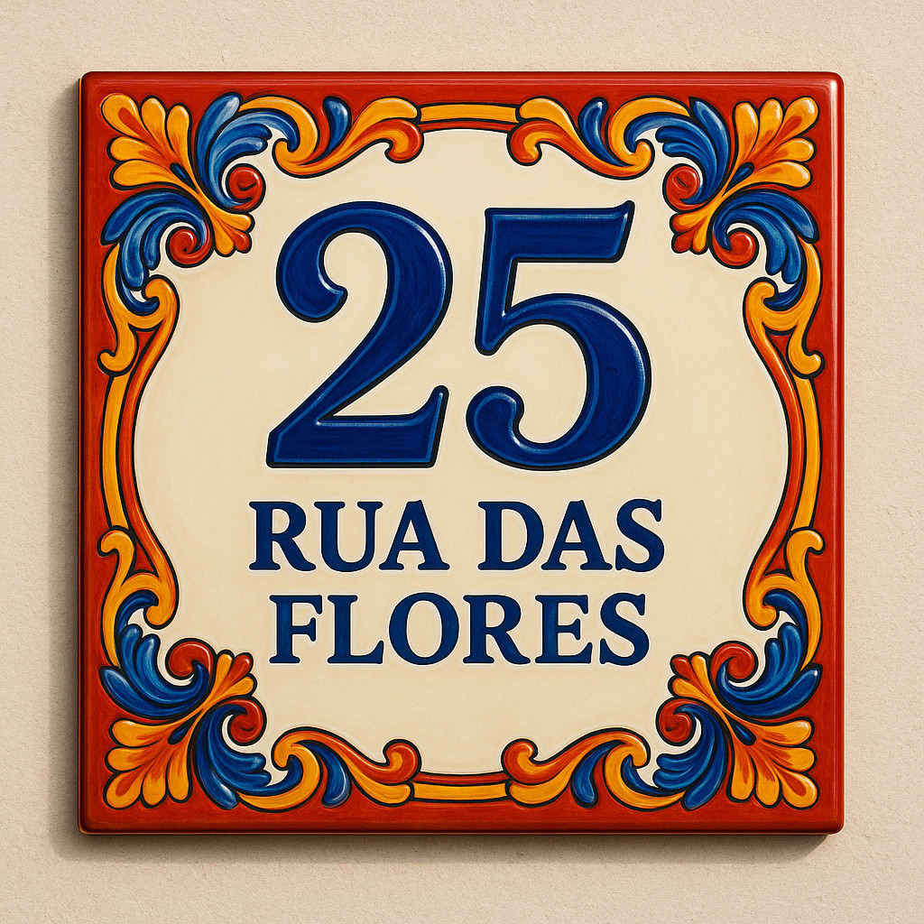 Azulejo 20x20 Número de Casa Personalizado e Nome da Rua e Número Placa para Muro Número Residêncial