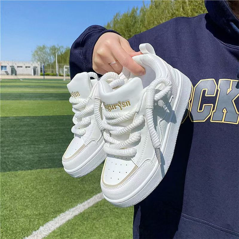 Tênis Baby Bread, Design Trançado Sujo, Tênis Femininos Super Quentes, Tênis Brancos K9AW CDUS 4ZE8 42T9