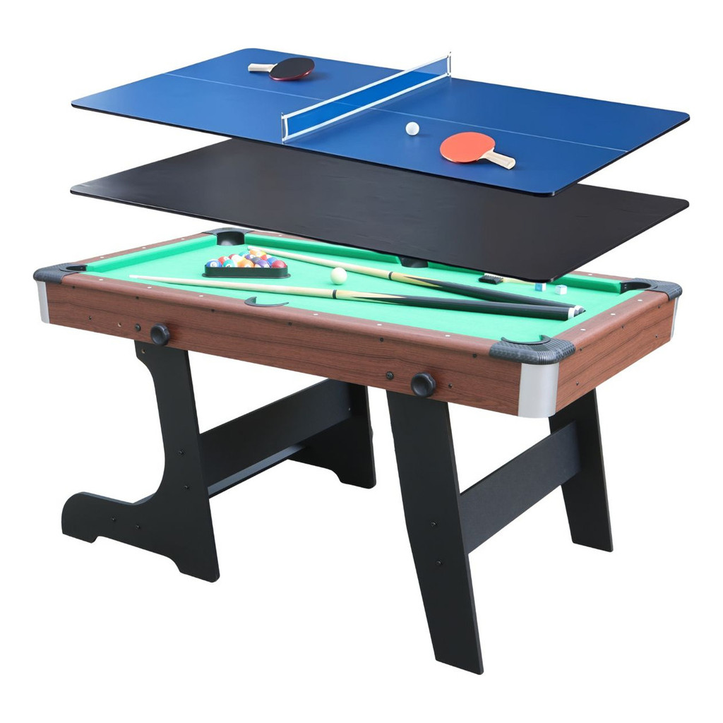 Mesa Multifuncional Dobrável 3 Em 1 Para Sinuca, Ping Pong E Jantar Ideal Para Área De Lazer