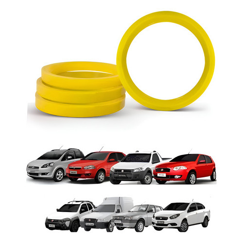 Jogo 4 Anel Centralizador P/ Roda De Liga Leve Fiat Amarelo Amarelo Mixx Poli