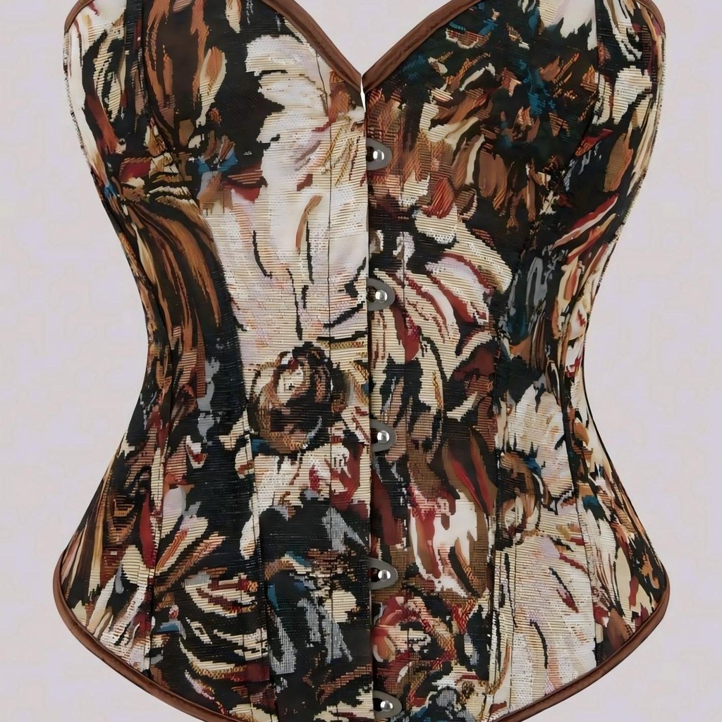 Retro impresso palácio espinha de peixe cintura estreita shapewear mais magro olhar exterior Wear shapewear francês shap
