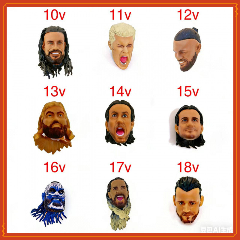 Escultura de cabeça de boneca WWE Wrestler Figura de ação de 6 a 7 polegadas Escultura de cabeça de substituição romana