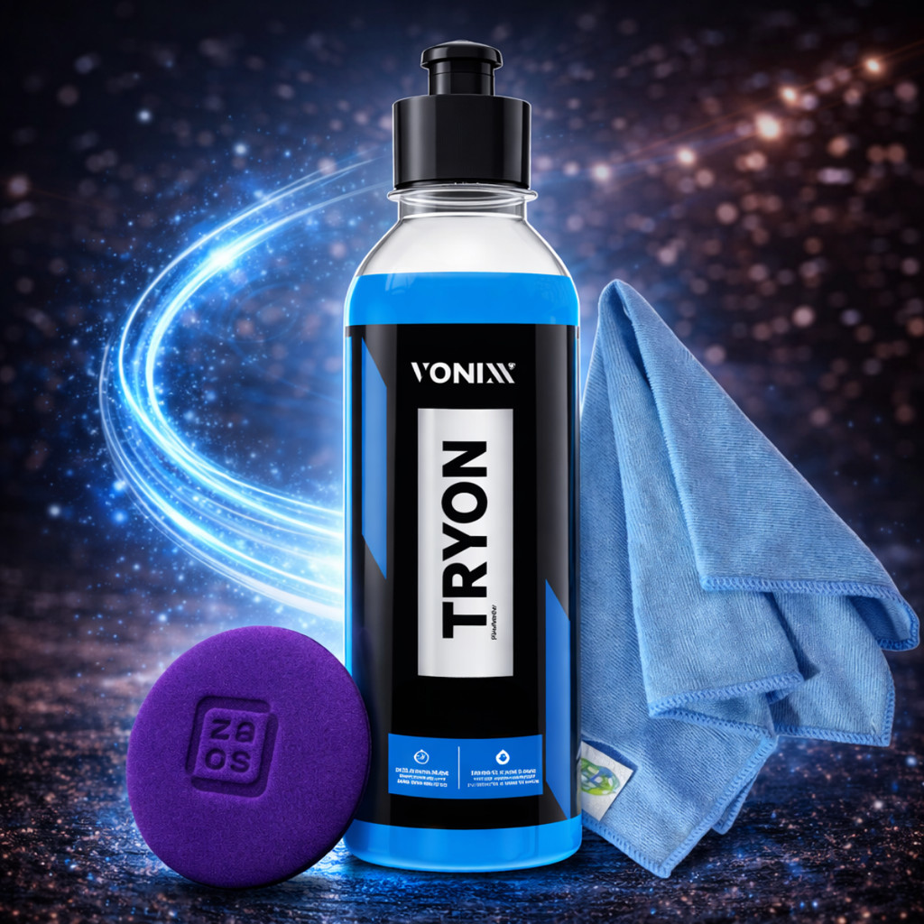 Kit Tryon Vonixx Restaurador De Plásticos e Borrachas Com Pano Microfibra 40x40 Aplicador e Luvas