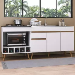 Kit Balcão de Cozinha para Pia e Balcão para Cooktop/Forno 190cm Veneza Multimóveis MP2384