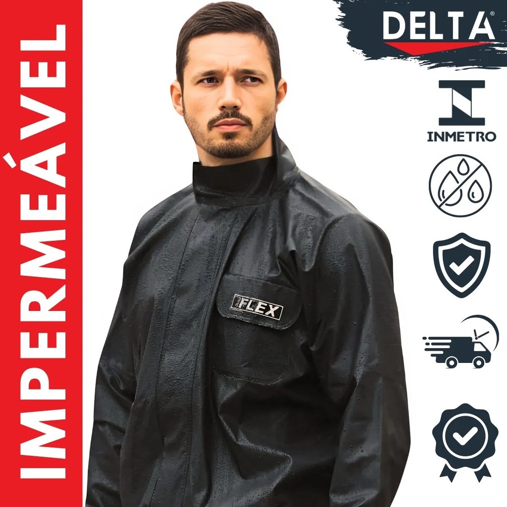 Capa de Chuva Impermeável PVC com Bolso Delta