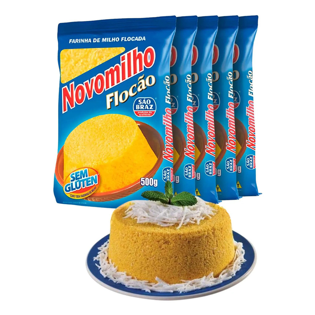 Flocão Farinho De Milho 500g São Braz Cuscuz Novomilho 5 Unidades Atacado Couscous Nordeste Paraíba
