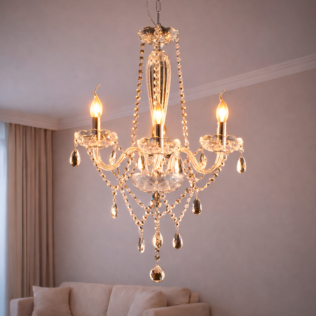 Lustre Pendente Colonial ou Crown Classico 5xG9 ou 3xE14 Preto ou Transparente em Oferta na Shopee