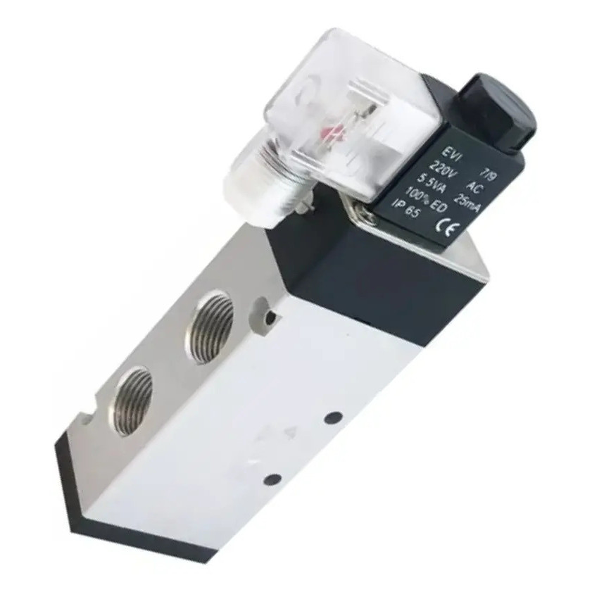 Válvula Pneumática Solenoide 5/2 Vias Retorno Mola 1/4 220v