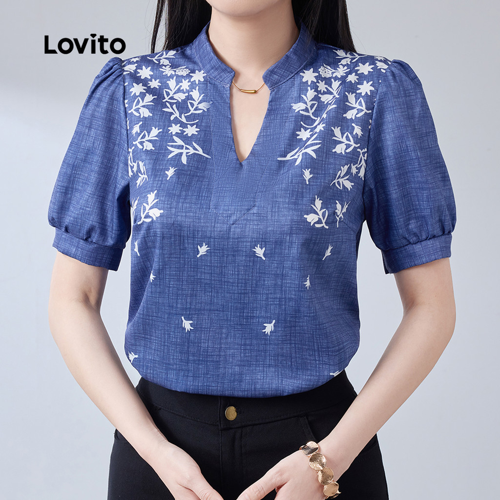 Lovito Blusa Casual Padrão Lazer para Mulheres Primavera/Verão L184ED793