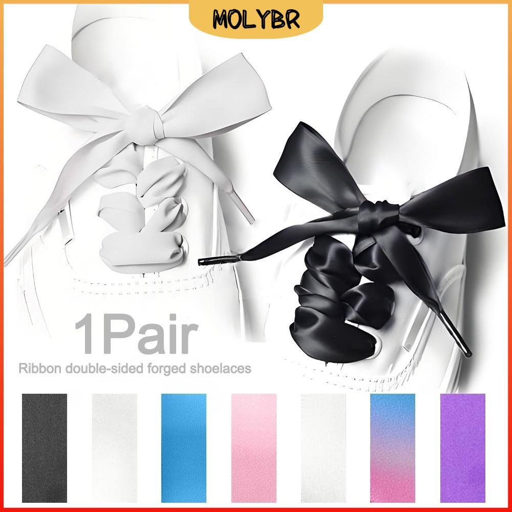 MOLYBR 1 Par De Cadarços De Sapato , Cetim De Seda Lisa Dupla Face Esportivos Acetinada DIY